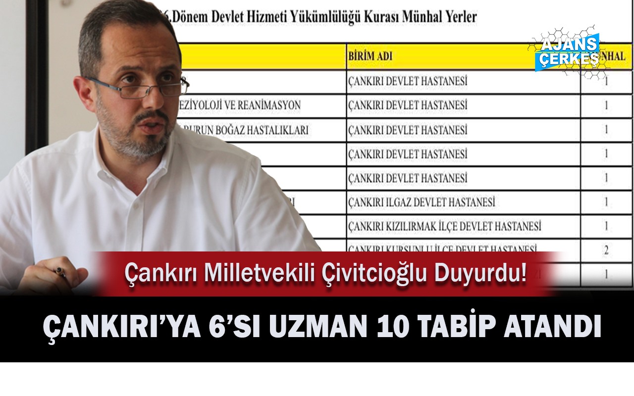 96. Dönem DHY Kuralarında Çankırı’ya 10 Tabip Atandı